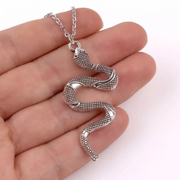 SILVER SNAKE MEDIUM LENGTH NECKLACE - Picture 2 of 2